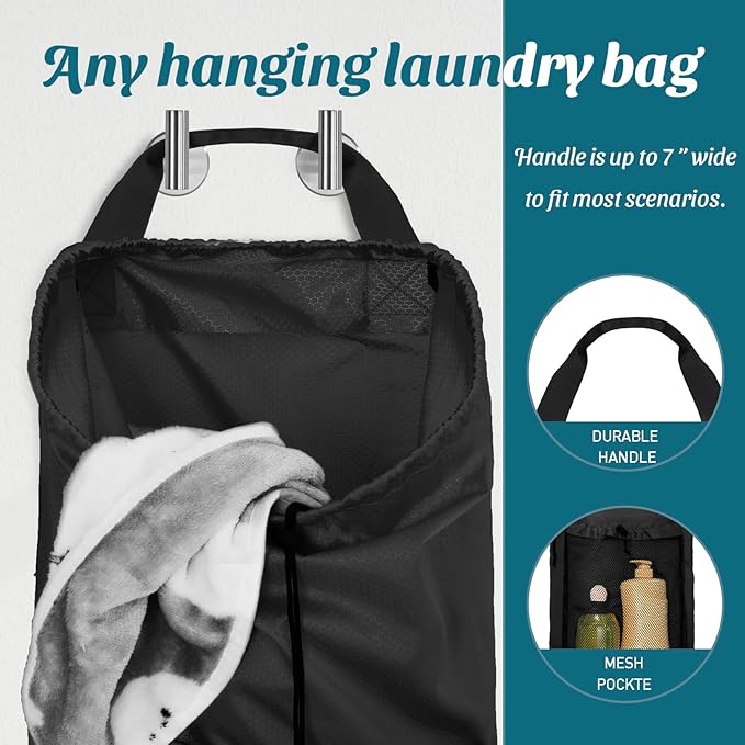 Laundry Bag Backpack Large Travel Laundry Bag with Adjustable Shoulder Straps Portable Laundry Hamper for College, Dorm, Apartment Camp(Black)