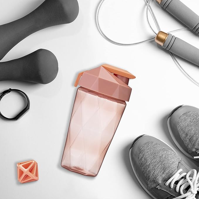 Classic 20oz Blender Shaker Bottle | Protein Shaker Bottle with Diamond Agitator | Shaker Cup with Carrying Handle and Dishwasher Safe | Peach - 20-Ounces