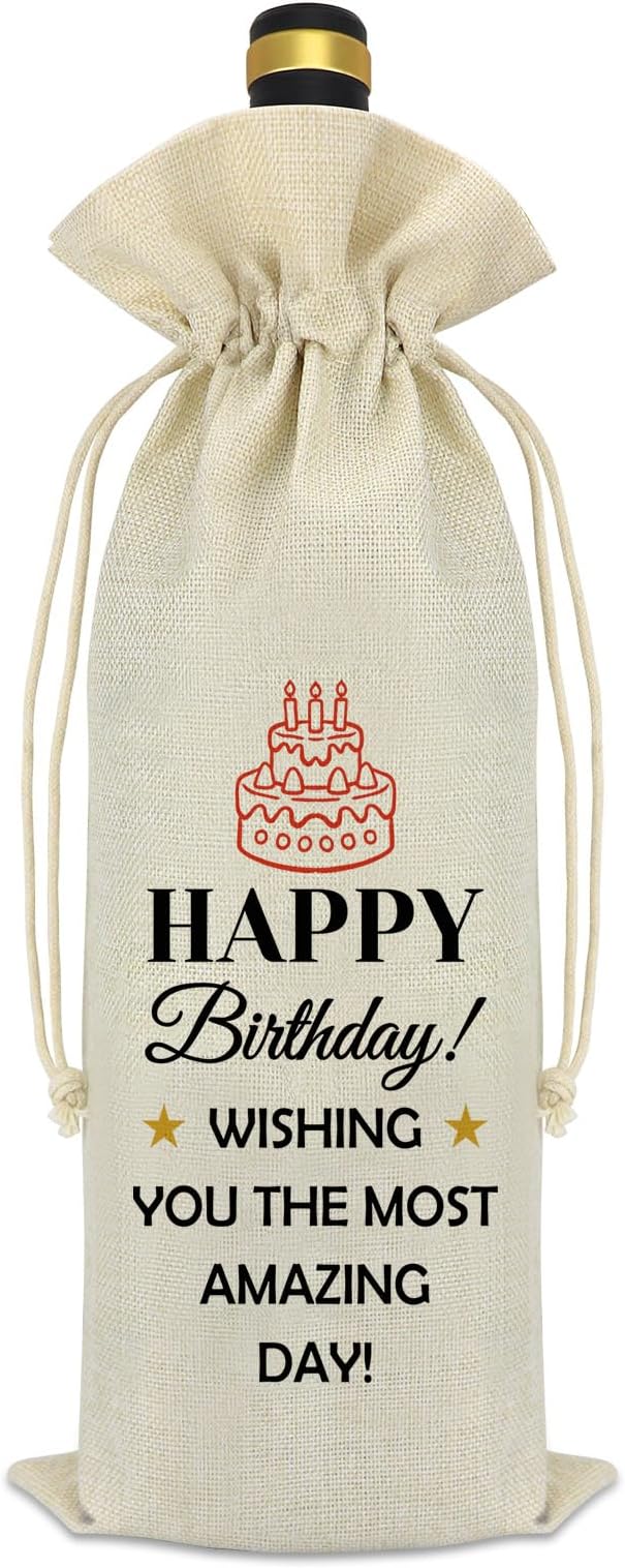 Happy Birthday Wine Bag Birthday Gift for Women Men Best Friend Friendship Gift Birthday Party Decoration Wine Bag Gift Birthday Gifts for Female Coworker Daughter Husband Wife Wine Bottle Bag