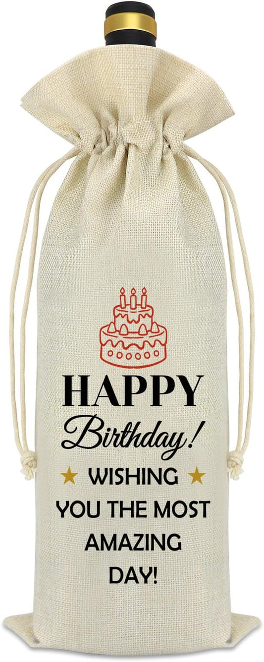 Happy Birthday Wine Bag Birthday Gift for Women Men Best Friend Friendship Gift Birthday Party Decoration Wine Bag Gift Birthday Gifts for Female Coworker Daughter Husband Wife Wine Bottle Bag