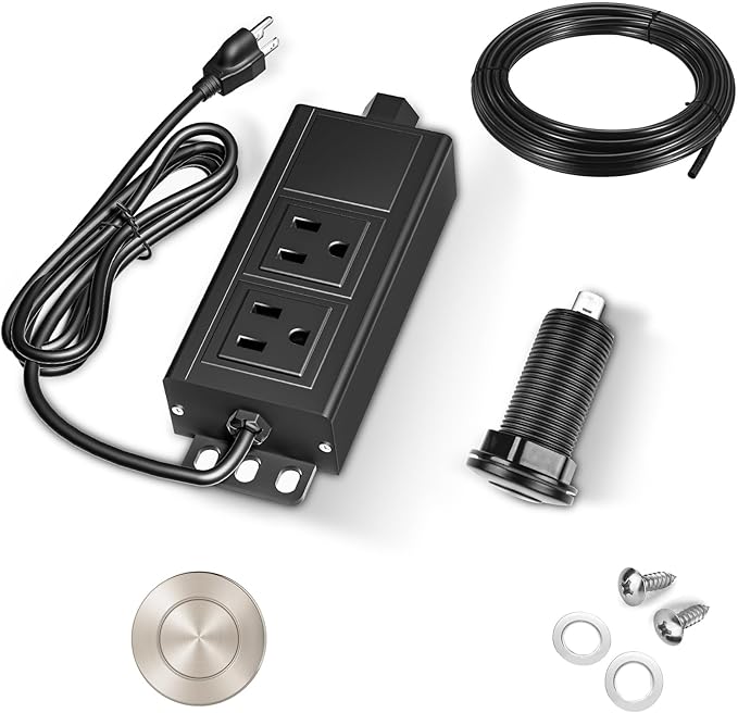 Garbage Disposal Air Switch Kit, Garbage Disposal Button, Kitchen Garbage Disposal Switch Button, Sink Top Waste Disposer On/Off (Brushed Stainless Steel)