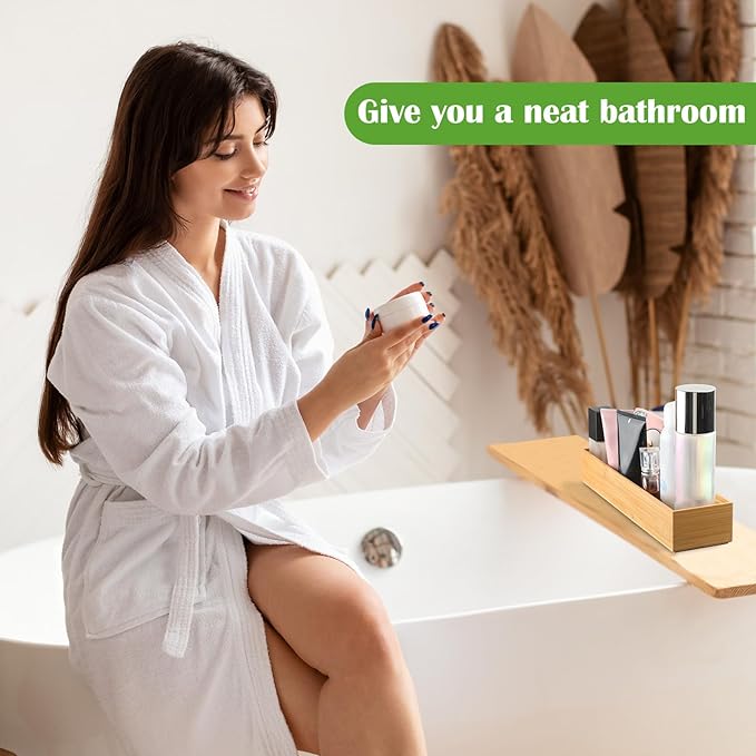 Kigley 8 Pieces Bamboo Drawer Organizer Kitchen Utensils Wooden Utensil Stackable Wooden Storage Box Bamboo Silverware Tray for Drawer(12 x 3 x 2 Inch,Wood)