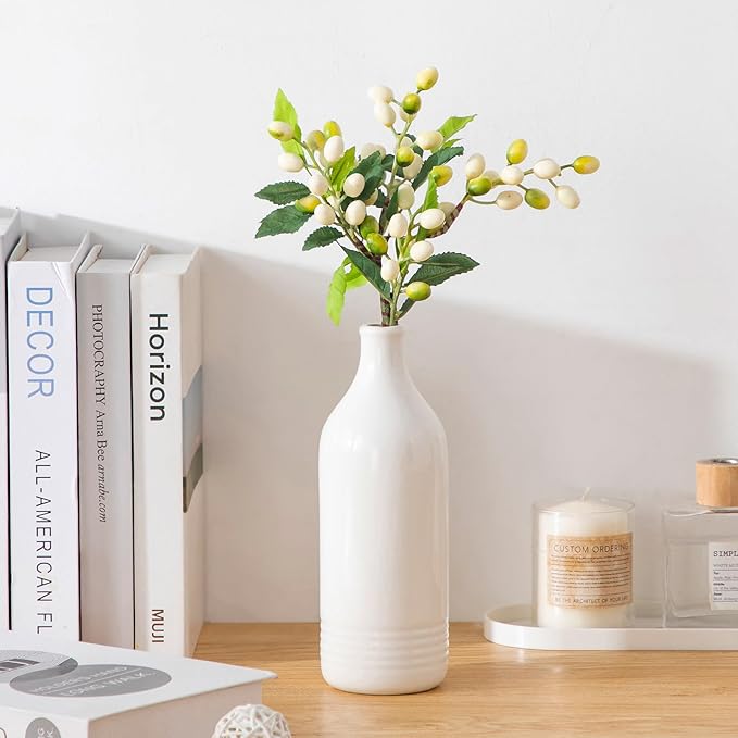 vancasso 20 Oz Ceramic Olive Oil Dispenser Bottle, Bottle Dispenser with Spout and Funnel for Kitchen,Suitable for Oil, Vinegar, Coffee Syrups & Other Liquids, White