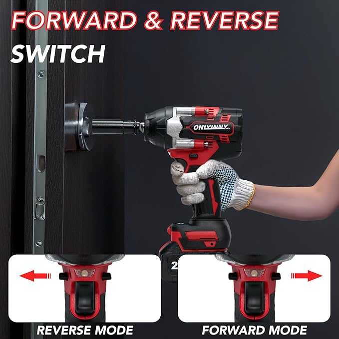 21V Cordless Impact Wrench 1/2" 800N.m (590Ft-lbs), Professional Brushless Impact Gun w/ 2×4.0Ah Batteries, Fast Charger, 3300RPM & LED Light for Auto/Home DIY/Repair/Deck