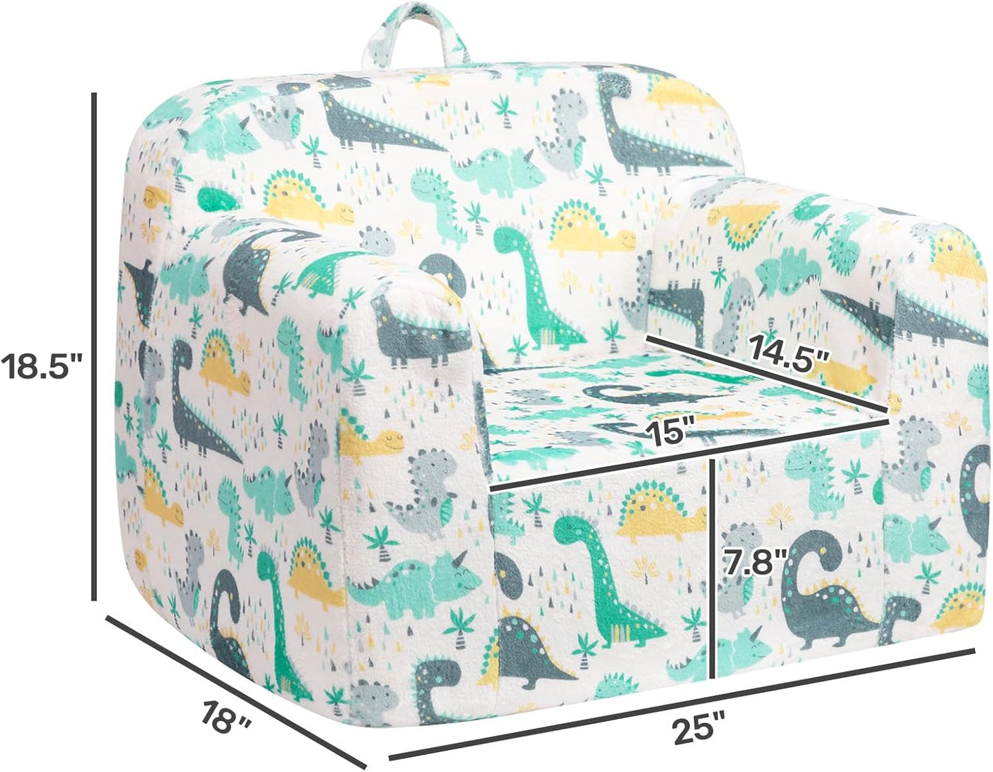 ALIMORDEN Kids Ultra-Soft Snuggle Foam Filled Chair, Single Cuddly Sofa for Boys and Girls, Dinosaur