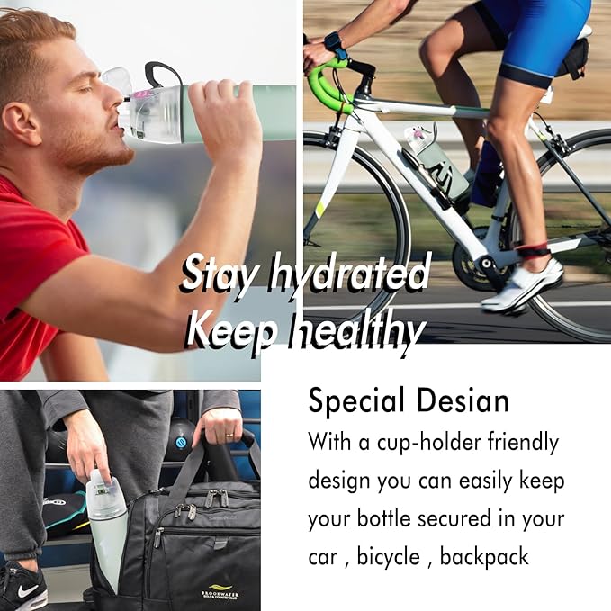 Misting Water Bottle, Spray Mist Sports Bottle for Outdoor Sport Hydration and Cooling Down, BPA-Free Misting Water Bottle with Unique Mist Lock Design (Green-18oz)