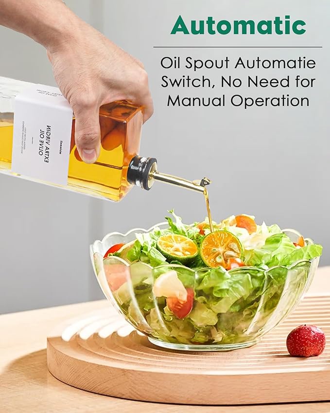 Olive Oil Dispenser For Kitchen, Glass Oil Bottle 500ML Oil And Vinegar Dispenser Set Of 4 with 4 Stainless Steel Pourers & 88 Labels, Soy Sauce Dispenser, Coffee Syrup Bottles