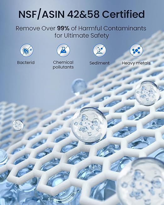 U1 Pro Reverse Osmosis System, 800GPD Tankless Reverse Osmosis Water Filter, 10-Stage Under Sink RO Water Filtration System, NSF/ANSI 42&58 Certified with Smart LED Faucet, 3:1 Pure to Drain