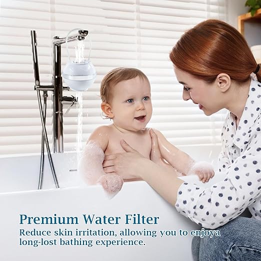 Bath Ball Filter for Tub Faucet, 2500 Gallons Bathtub Hard Water Filter to Remove Contaminants Chlorine for Softer and Healthier Skin, BPA Free