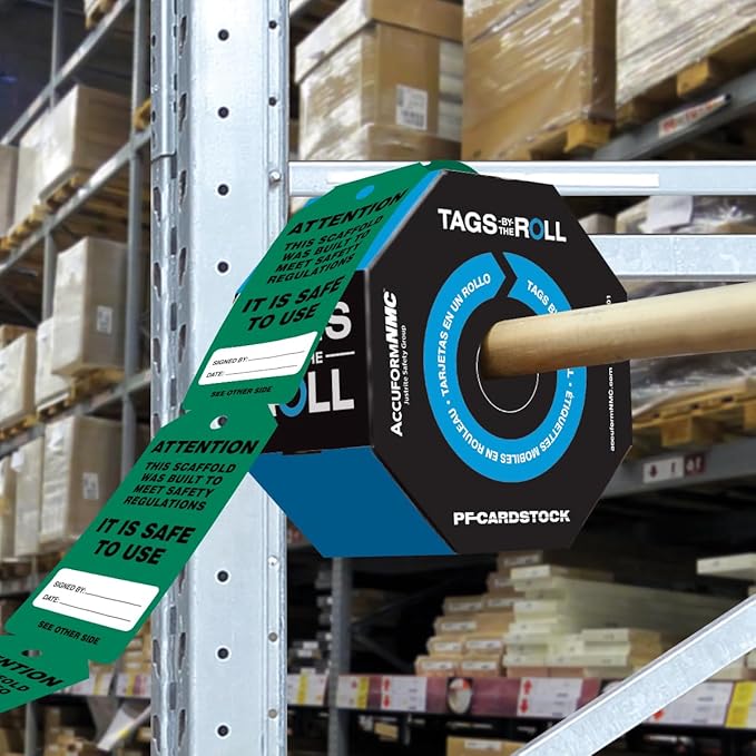 250 Scaffolding Tags by-The-Roll, Attention - Scaffold is Safe to Use, US Made OSHA Compliant Scaffold Tags, Waterproof PF-Cardstock, Resists Tears, 6.25"x3", TAR731