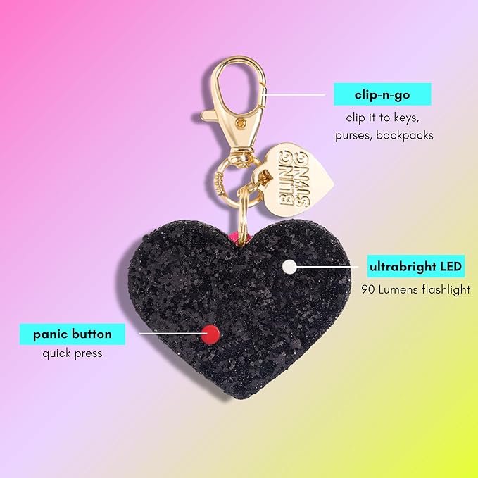 BLINGSTING 3-in-1 Women's Safety Kit - Professional Grade Pepper Spray - High Voltage Mini Stun Gun - Self-Defense Security Alarm - UV Dye - Glitter