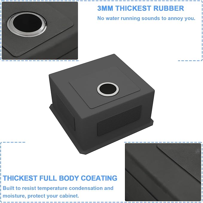 Lordear 19 Inch Undermount Kitchen Sink 19" x 18" Undermount Sink 16 Gauge Stainless Steel Deep Single Bowl Ledge Kitchen Sink