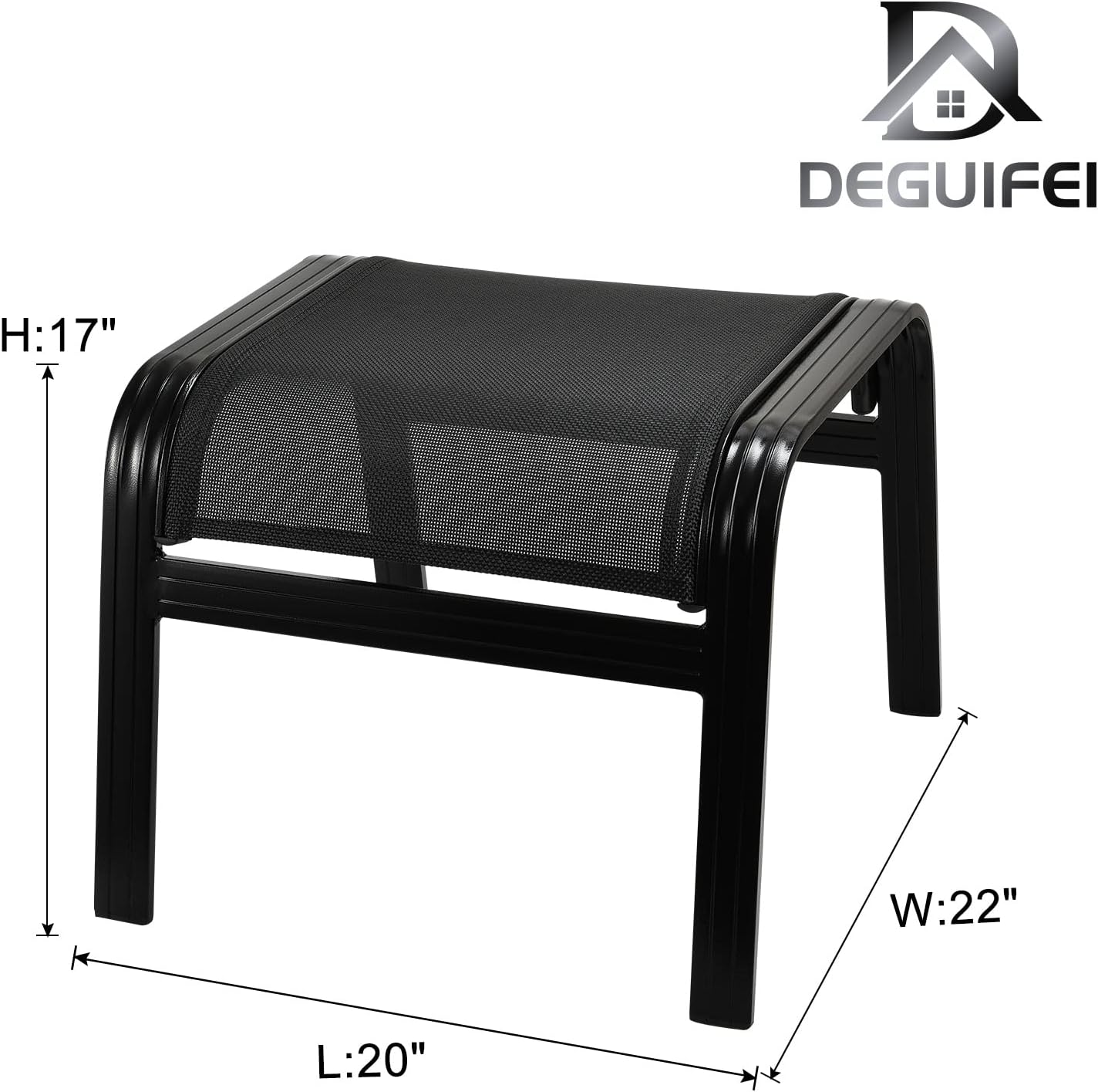 Patio Footstools Outdoor Foot Rest Aluminum Patio Ottomans Portable Seat Wicker Furniture Stackable Ottoman 2 Pieces Black