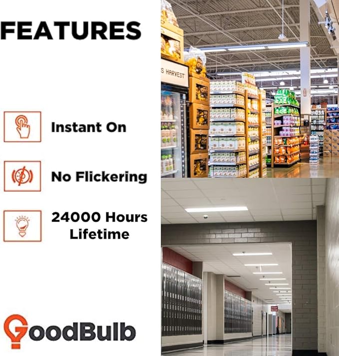 GoodBulb 48-Inch T8 Fluorescent Light Bulbs 32-Watt, 5000K Daylight White Color, 2900-Lumens, G13 Medium Bi-Pin Base (Pack of 25 Bulbs)