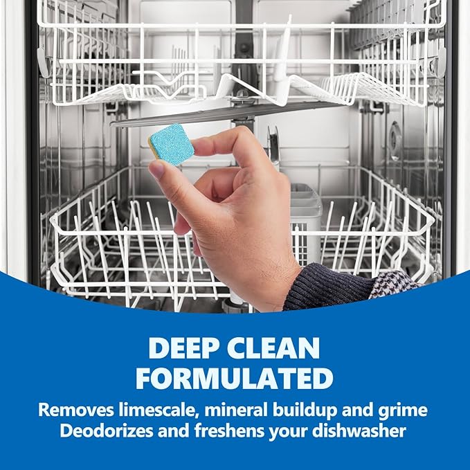Dishwasher Cleaner And Deodorizer Tablets 24 Pack,Deep Cleaning Descaler Pods for Dish Washer,Lemon Scented Dish Washer Machine Tablets for Limescale,Mineral Buildup, Odor,Septic Safe- 1 Year Supply