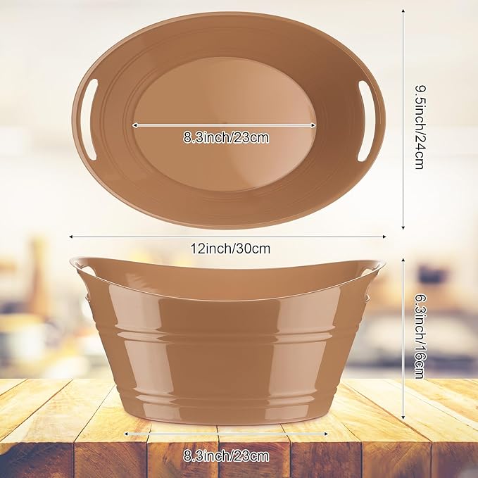 Patelai 6 Pcs Ice Buckets Bulk, Plastic Ice Buckets with Handles, Oval Storage Tub, Large Capacity Ice Drink Bucket for Party Bar Wine Beer Champagne Beverage Bottle Cooler (Morandi Color, 4.5 Liter)