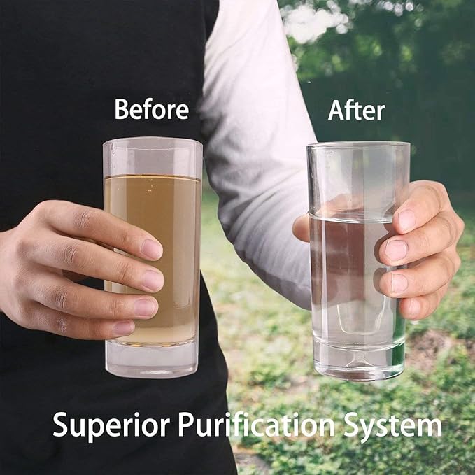 SurviMate 0.01μm Ultra-Filtration Filtered Water Bottle, Portable Water Filter Bottle with 4-Stage Filtration for Survival, Camping, Hiking, Backpacking, Drinking, Emergency