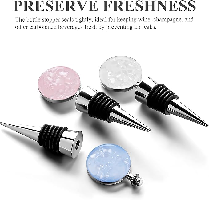 LIZIMANDU Wine Bottle Stoppers,Stainless Steel Wine Stoppers For Gifts, Bar, Holiday Party, Wedding(3-Shell)