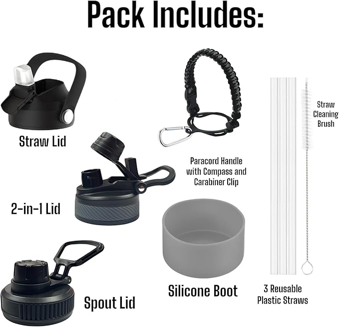 Water Bottle, Insulated water bottle, Stainless steel water bottle for kids men women Sports water bottle 32 oz Water bottle with straw Insulated Flask (Blue)