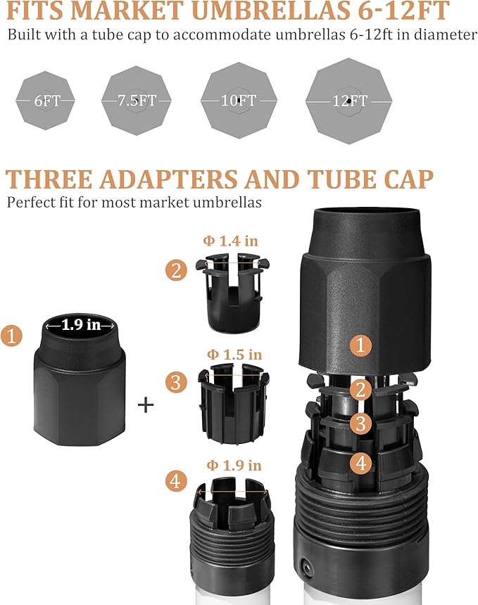 42lbs Patio Umbrella Base - Heavy Duty Outdoor Patio Market Umbrella Stand for Deck with Rollers, Poolside, Balcony, Wind-Resistant Design, White