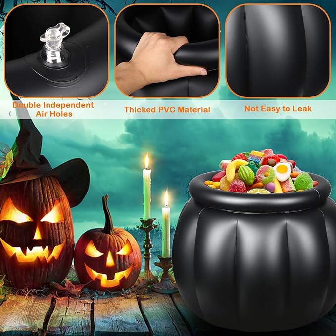 Halloween Inflatable Cooler, 22x18 Inch Witch Cauldron Kettle Large Halloween Cooler for Drinks Inflatable Ice Bucket for Halloween Parties Travel