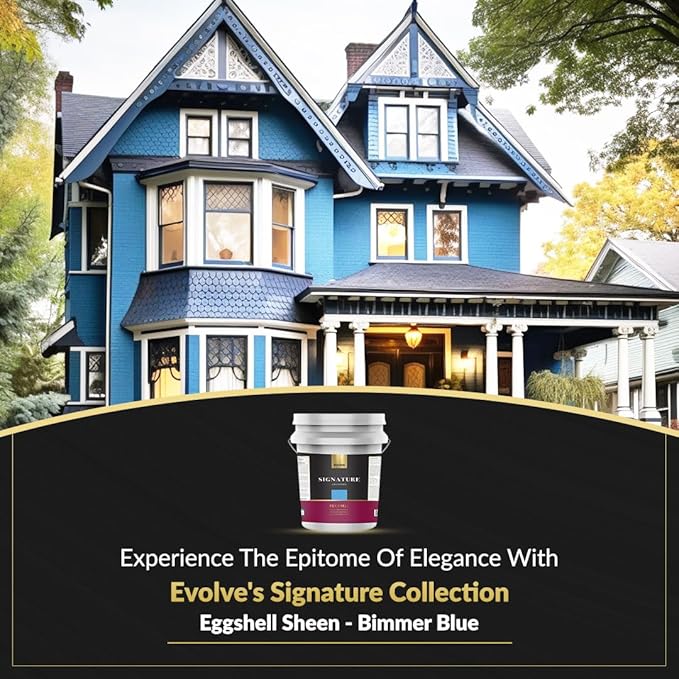 EVOLVE Signature Paint & Primer: Luxury Paint & Primer for Indoor & Outdoor Surfaces, Minimal Odor, Eggshell Sheen (Bimmer Blue, 5 Gallon)