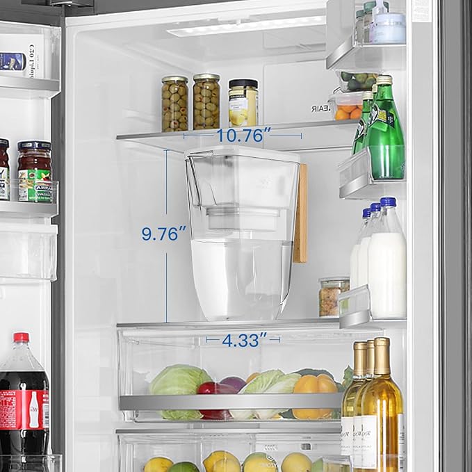 200-Gallon Long-Life Chubby 10-Cup Water Filter Pitcher with 1 Filter, 5X Times Lifetime, Reduces PFAS, PFOA/PFOS, Chlorine, BPA Free, Last Up to 3 Months, White