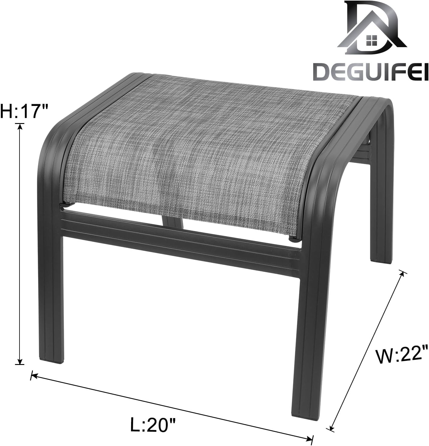 Patio Outdoor Ottoman Footstools Assembled Aluminum Footrest Side Table Small Chairs Patio Ottoman 2 Set Grey