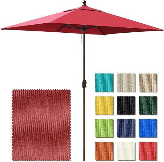 EliteShade USA 10-Year-Non-Fading 6.5x10Ft Rectangular Market Umbrella Patio Umbrella Outdoor Table Umbrella with Ventilation, Burgundy