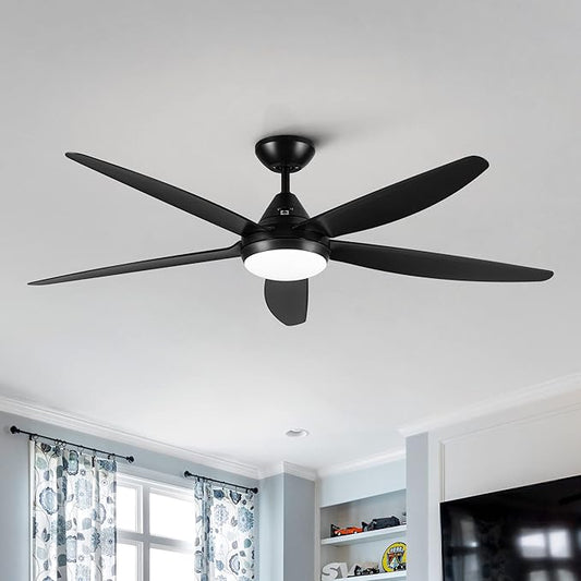 NicBex Ceiling Fan 56 Inch Modern Ceiling Fans with Integrated LED Light and Remote Control Double Finish Ceiling Fan with 5 ABS Blades for Living Room, Bedroom, Black