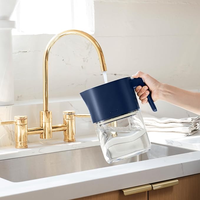 LARQ 8-Cup Water Filter Pitcher for Tap and Drinking Water | Reduces PFAS, Lead, Chlorine, and More | Tested to NSF Standards | BPA/BPS Free | 1-Year Warranty, Monaco Blue