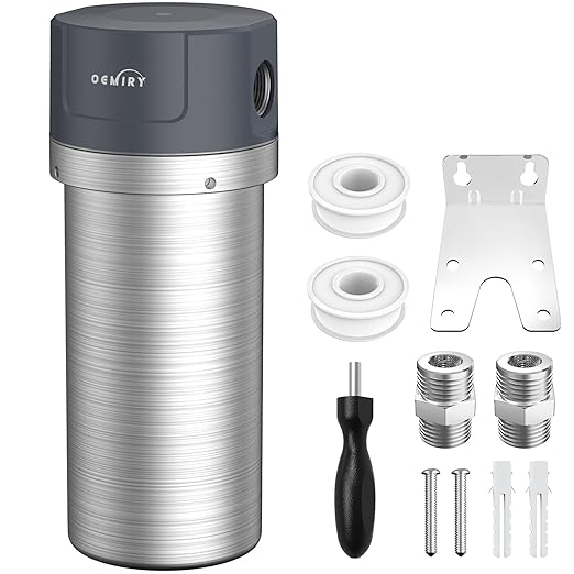 Stainless Steel Whole House Water Filter System, Fits Both 1”and 3/4” Inlet/Outlet – Reduce Sediment, Rust and Grit, Improve Tap Water Taste, Protect Appliances (1 Filter Included)