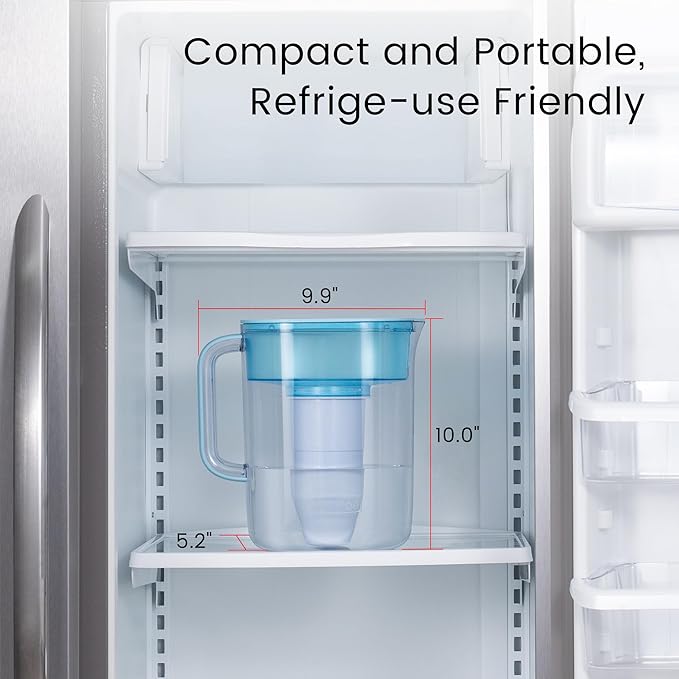 Waterdrop TDS Reduction Water Filter Pitcher with 1 Filter, 10-Cup, 4-Stage Filtration System, Reduces PFOA/PFOS, Lead, Chlorine, and More, BPA Free, Blue