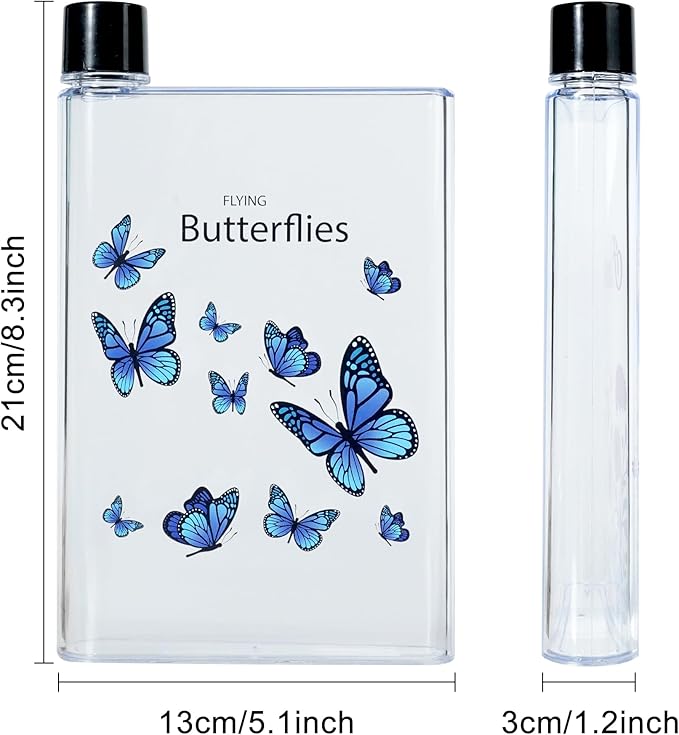 Flat Water Bottle For Travel,14oz Slim Water Bottle,Transparent Slim Water Bottle 420ml-BPA Free&Portable-Square Water Bottle Flat for Sports,Fitness,Camping,Hiking