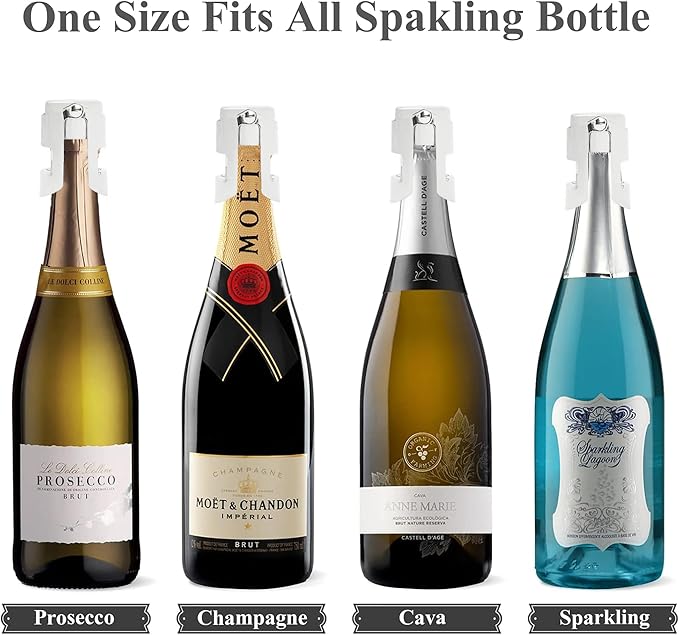 LIZIMANDU Champagne Stopper, Stainless Steel Bottle Plug Sealer for Sparkling Wine, Superior Leak,keeps Wine, Champagne, Prosecco, Cava, and Sparkling Wine fresh longer(1-Silver)