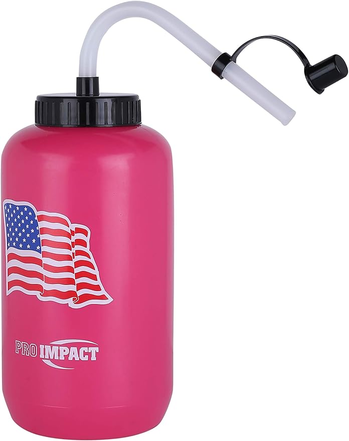 Pro Impact Squeezable Water Bottle Bendable Long Straw - LDPE BPA Free Plastic - Hydration for Baseball Hockey Gym MMA Yoga Boxing Cycling Softball Football Lacrosse (35.5 Oz.)