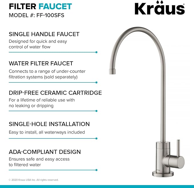 Kraus KPF-1610-FF-100MB Bolden Commercial Style Pull-Down Kitchen Purita Water Filter Faucet Combo, Matte Black, 18