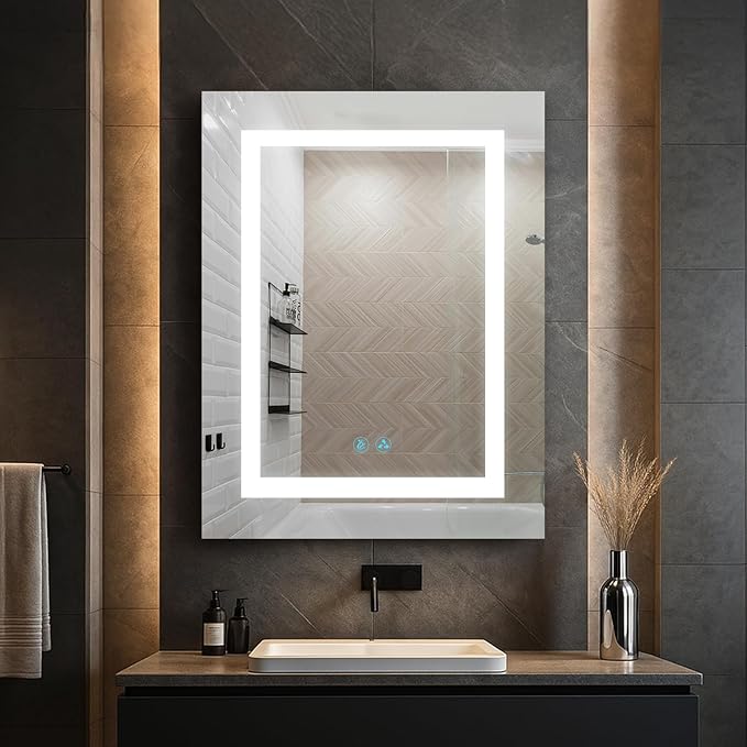 Blossom LED Lighted Medicine Cabinet Mirror for Bathroom 20x26 Inch - Left Hinge Recessed/Surface Mount - LED Mirror Cabinet with Lights - Defogger/3 Color Dimmer - Perfect Makeup Vanity