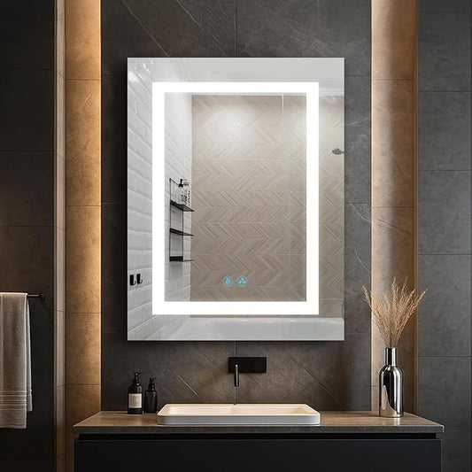 Blossom LED Lighted Medicine Cabinet Mirror for Bathroom 20x26 Inch - Left Hinge Recessed/Surface Mount - LED Mirror Cabinet with Lights - Defogger/3 Color Dimmer - Perfect Makeup Vanity