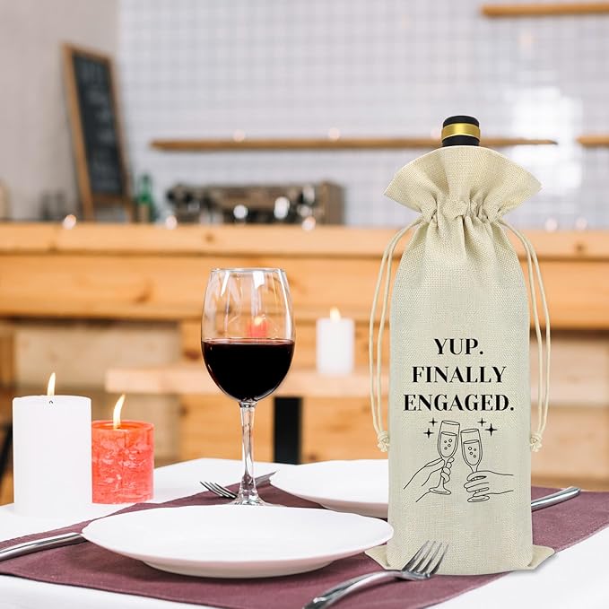 Getting Engaged Gift Wedding Wine Bag Engagement Gifts for Couples Fiance and Fiancee Gifts Future Mr Mrs Gift Bachelorette Party Favor Burlap Wine Bottle Cover Bag Wedding Congratulations Gift
