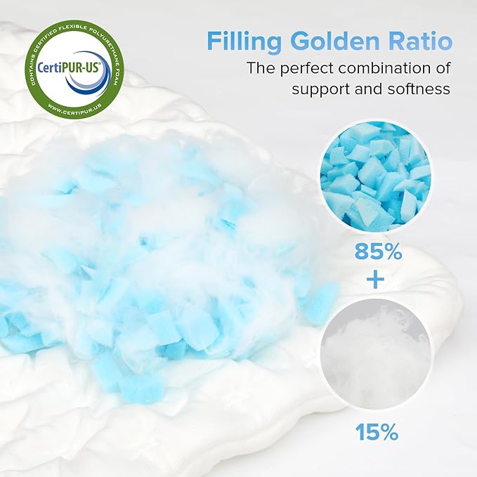 Firebrighting Side Sleeper Pillow for Neck and Shoulder Pain, Adjustable Shredded Memory Foam Bed Pillows for Sleeping,Cooling Curved Pillow with Extra Foam,Queen Size Set of 2, Washable Cover