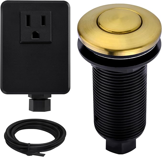 Garbage Disposal Air Switch Kit with with Long Button, Champagne Bronze (Brass Cover)