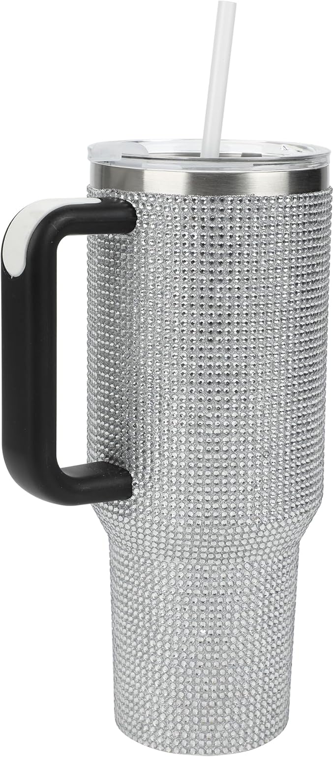 Bioworld Silver Rhinestone 40 Oz Stainless Steel Tumbler