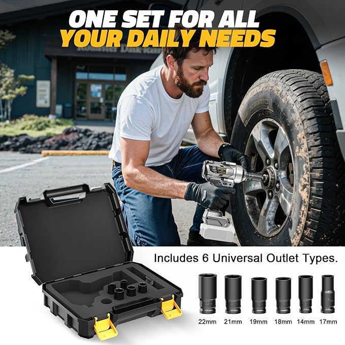Cordless impact Wrench 1/2 inch for Dewalt Battery, 750FT-LBS (1000N.m) Brushless Electric Impact Gun Includes LED Work Light with 6 Sockets, High Torque Impact Driver, Bare Tool Only