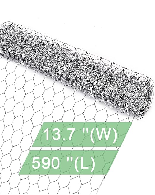 vensovo Galvanized Chicken Wire Mesh - Garden Animal Barrier Fence, 0.8 inch Mesh Fence for Pet,Rabbit,Poultry(13.7"×236")