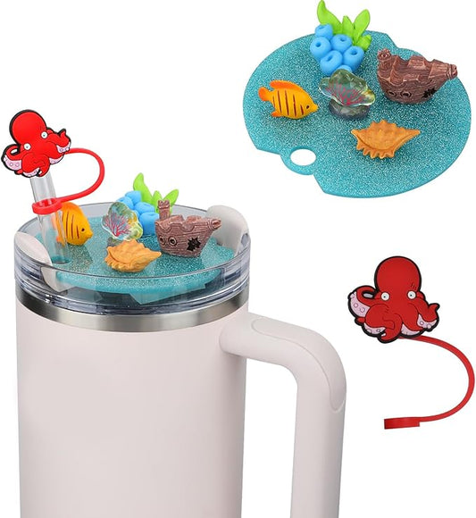 ADAH Charms Compatible with Stanley Cup Accessories,Charms for Stanley Cups H1.0&H2.0 Accessories 40oz with Silicone Straw Cover (A)