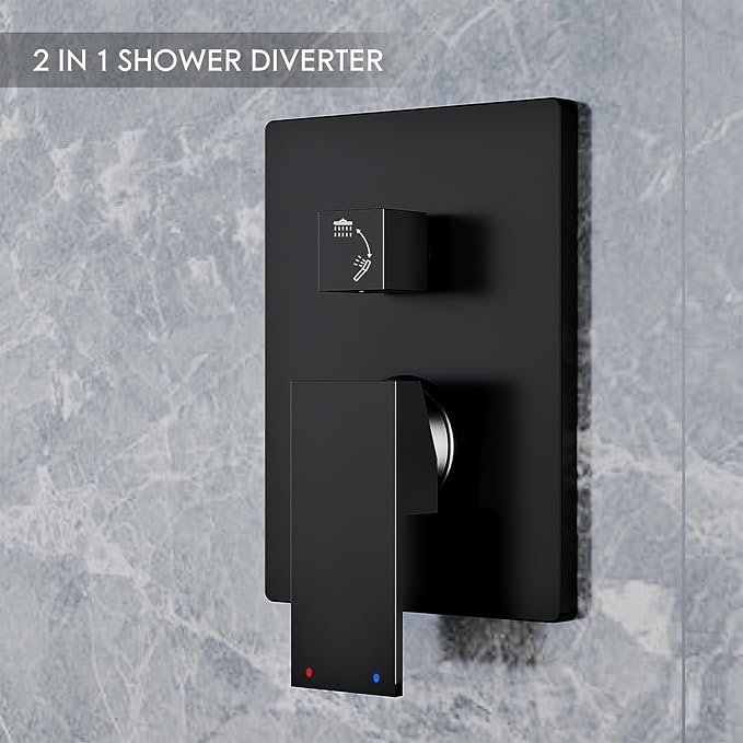 Alesco Shower System, Black Shower Faucet Set with 10-Inch High-Pressure Rainfall Showerheads and Handheld Spray combo, Showerfixture Include Valve and Trim Kit, Matte Black