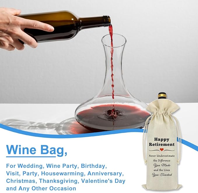 Happy Retirement Leaving Gifts Wine Bag Inspirational Retirement Gifts for Teacher Coworker Friend Colleagues Nurse Boss Coach Appreciation Gifts Going Away Gift for Men Women Wine Bottle Bag