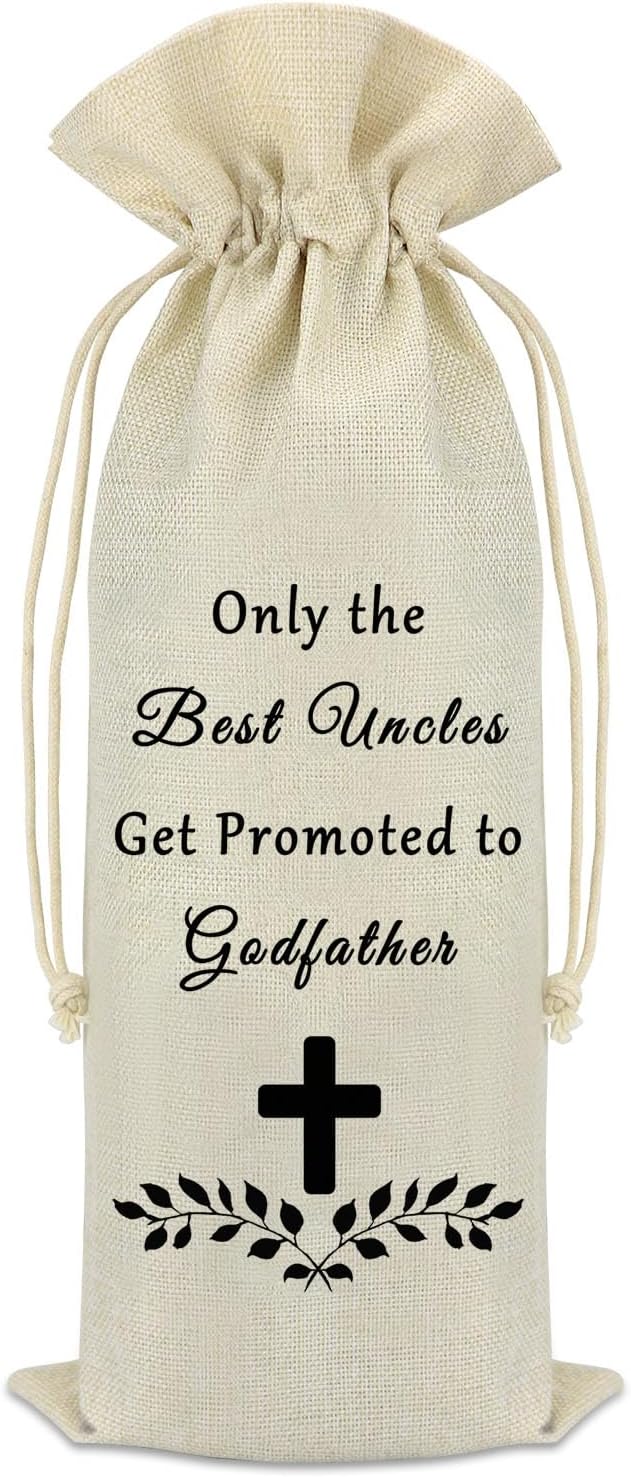 Godfather Gift Wine Bag Pregnancy Announcement Gift for Brothers Uncles Godfather Proposal Gift Only the Best Uncles Promoted to Godfather Gift Wine Bottle Bag Father's Day Christmas Baptism Gift
