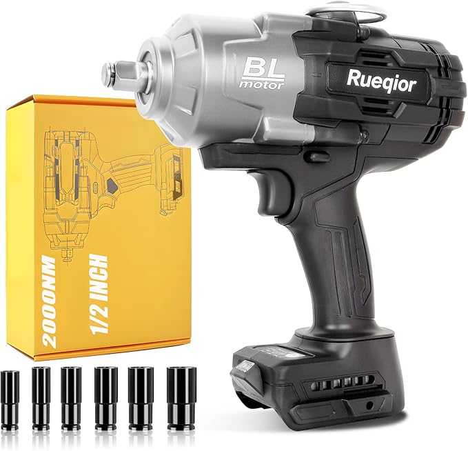 Cordless Impact Wrench 1/2" for Dewalt 20V Battery, Impact Wrench 1500FT-LBS(2000N.m) High Torque Brushless Electric Impact, with 4 Modes Power Impact Driver for Car, Truck, Mower (No Battery)